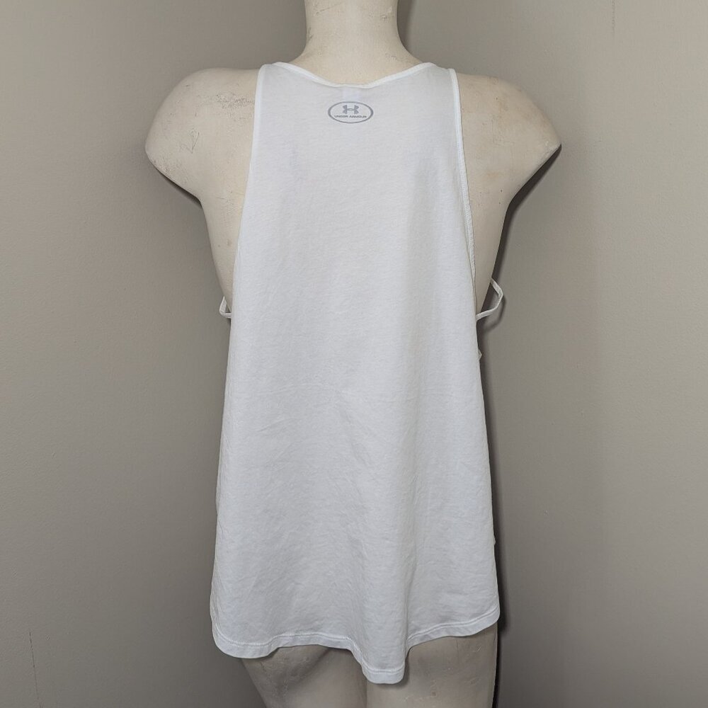 Under Armour White Racerback Tank with Black Graphic - Picture 3 of 7